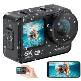 Somikon Mini Underwater Camera: Mini Action Cam with 5K Resolution, Waterproof to 21 m, 2 Displays, Ice Action Camera, Underwater Cam, Surveillance Camera