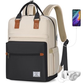 RAINSMORE Mochilas para Mujer Mochila para Laptop Mochila de Viaje Mochila para Portátil de 15.6 Pulgadas Backpack Ligera Mochilas laptop Negro