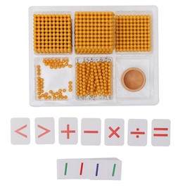 Kghios Montessori Math Golden Beads Toys Materials for Toddlers Baby Kids 3 Years Old,Decimal System Bank Game,Preschool Education Counting Toys