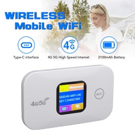 Mobile Hotspot, 4G 5G 300Mbps High Speed Portable WiFi Hotspot Supports 10 Connected Devices, SIM Card Slot, Color LED Display Screen Mobile Router for Travel