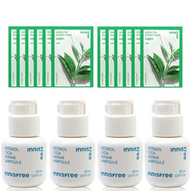 Innisfree Retinol Cica Trace Ampoule 30ml (4 pieces + 10 green tea masks) / 이니스프리 레티놀 시카 흔적 앰플 30ml (4개+그린티마스크 10매)
