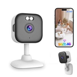 2K 5MP Cámara de Seguridad Interior,2.4G/5G Cámara Wi-Fi de Seguridad Interior,Cámara Interior con Visión Nocturna,360° A Todo Color Audio Bidireccional Detección de Movimiento para Hogar Bebé Mascota