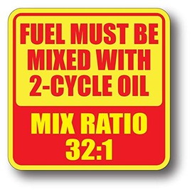 V2 32:1 2-Cycle Oil Fuel Mix Ratio Sticker Decal Chain Saw Weed Trimmer Gas 2"