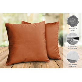 BEAUTEX Lea Velvet Cushion Covers, Set of 2, Premium Cushion Covers, Sofa and Decorative Cushions, Choice of Size and Colour (Bronze 40 x 40 cm)