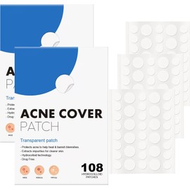 Parches Hidrocoloides para Acné (108 uds) - Ultra Finos e Invisibles, Absorben Impurezas y Sebo, Resistentes al Agua, Uso Diario y Nocturno, Tratamiento para Espinillas y Puntos Negros