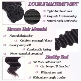 Ombre Bundles Human Hair with Closure 1b350 Bundles with Closure Loose Deep Wave 18inch 20inch Balck Bundles 22inch Ginger Bundle and 18inch Black Closure for DIY Ombre Ginger Hair 150Density