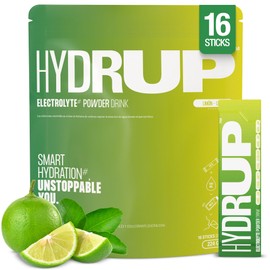 Hydrup Elektrolyte Ohne Zucker Getränkepulver - 1733 mg Elektrolyte Pulver pro Portion - Formel mit Vitamin- & Mineralstoffen für Schnelle Hydration - (16 Sticks, Zitrone-Limette)
