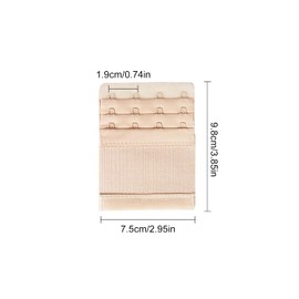 LEEQBCR 3pcs 4 Hooks Bra Extender Women's Bra Strap Extension Brassiere Extender Hook, 3 Row 4 Hooks, black, white and skin color, 9.8 x 7.5 cm