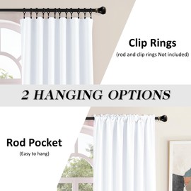 Light Filter Low Shading Effect Curtains Set for Windows,96 Inch Length Room Darkenging Energy Efficient Privacy Assured Window Treatment Curtains(Pure White,Pack of 2,52 inches W x 96 inches L)