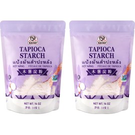 52USA Tapioca Starch, 2 Pack (28oz Total) | Tapioca Flour from Cassava Root | Gluten Free Flour Substitute | Vegan, Kosher, Non-GMO | All Natural, No Preservatives | Thickener for Baking, Cooking, Soups & Bubble Tea
