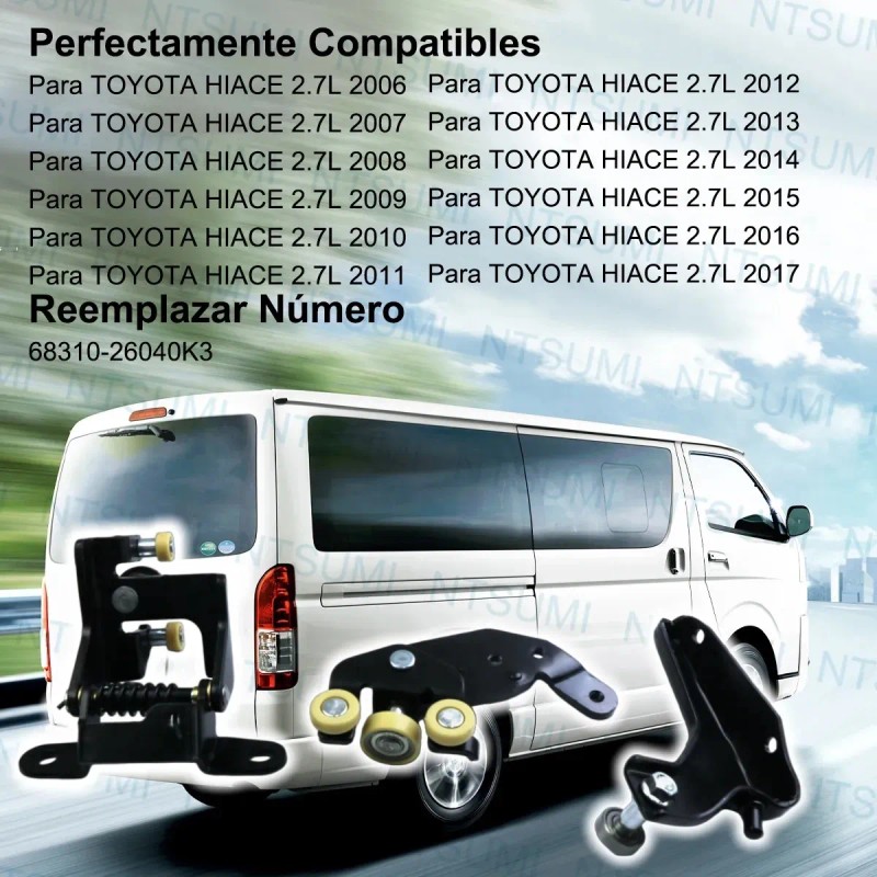 Kit 3 Guias Puerta Corrediza Derecha Toyota Hiace 2006-2017