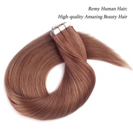 ABH AmazingBeauty Hair Semi-permanent Real Remi Remy Human Tape Hair Extensions 50g 20pcs Skin Weft Taped Invisible Seamless Reusable Auburn Color 33 20 Inch