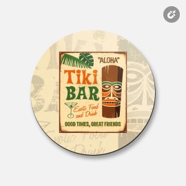 Unbranded Grunge Metal Sign Tiki Bar Aloha Party | 4'' X 4'' Round Decorative Magnet