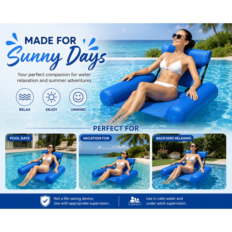 Inflatable Pool Lounger-1PC Foldable Inflatable Mattresses for Water Fun Swimming