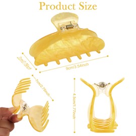 KIUEZIR 4PCS Large Acrylic Hair Claw Clips for Women, Strong Hold Jaw Clips for Thick Hair, Nonslip Hair Accessories