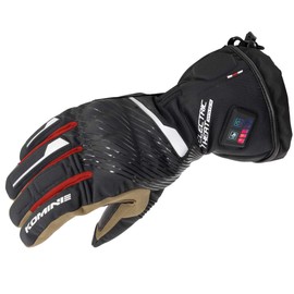 KOMINE EK-215 13072 Dual Heat Protection Electric Gloves for Motorcycles, For Autumn and Winter, Waterproof, Cold Protection, Electric Heating, Stretch Material, Size L, Black/Red