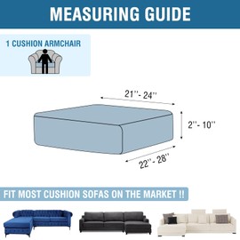 Taque Couch Cover Stretch Velvet Sofa Cushion Cover 1-Piece - Elastic Washable Slipcover for Seat/Backrest, Couch Seat Covers for Sofas (Grey)