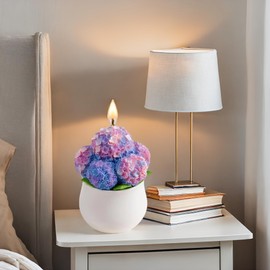 Mesiiloly Scented Candle Purple Hydrangea Candle with Ceramic Vase 13oz Aromatherapy Candles Stress Relief and Relax for Home Decoration Birthday Christmas Valentines Day Gifts for Women