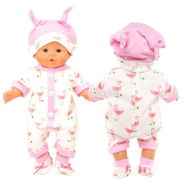 Miunana Clothing Outfits for Baby Dolls, Doll Clothes 35-43 cm, Jumpsuit Hat Sock for Baby Little Dolls