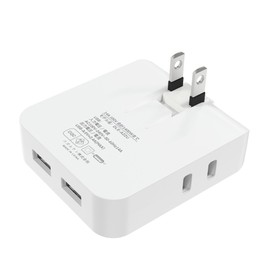 FUMITAKE Power Strip with USB Slim, Thin, Small, Multi-tap USB, 2 Ports, AC 2 Ports, Outlet with USB, Octopus Outlet, Branch, USB Charger, Multi-Tap, Small and Lightweight, For Home, Travel,