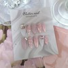 Lovely pink glitter handmade nail tip - Short Square /