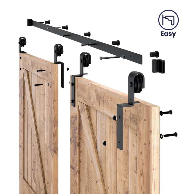 SMARTSTANDARD 6.6 Feet Bypass Sliding Barn Door Hardware Kit -