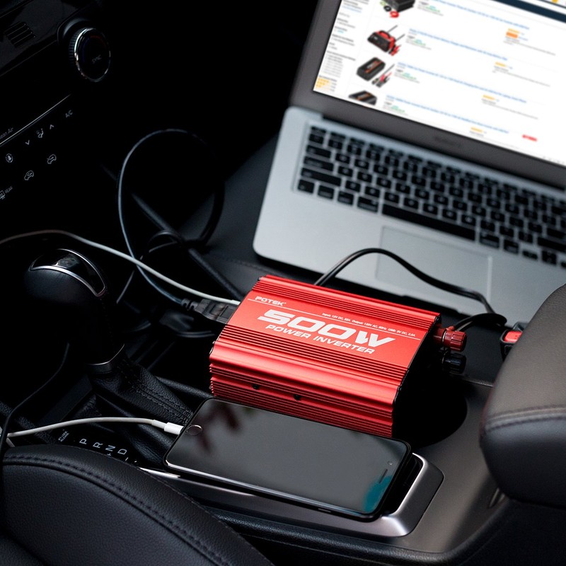 POTEK 500W Car Power Inverter DC 12V to AC 110V