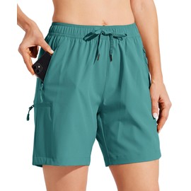 Willit Pantalones cortos cargo de senderismo para mujer, de secado rápido, pantalones cortos deportivos de golf, de 7 pulgadas, ligeros, pantalones cortos de verano con bolsillos