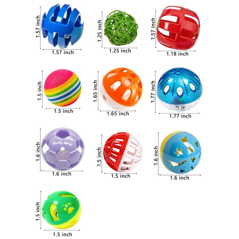 DIYUQISHI 10-Pack Hamster Play Balls, PP Plastic Toys, 1.5–2.2 Inch
