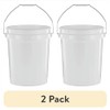 (2 Pack) 5 Gallon Round Utility Bucket, Comfort Handle, Plastic,