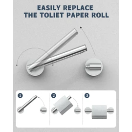 RARXTR Polished Finish Toilet Paper Holder SUS304 Stainless Steel Double Post Pivoting Toilet Paper Roll Holder Wall Mounted Toilet Tissue Holder for Commercial Bathroom RV