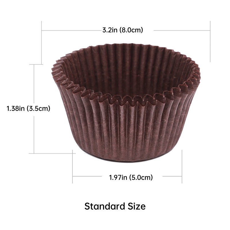 Bake Choice 200pcs Standard Brown cupcake liners for baking,food-grade cupcake