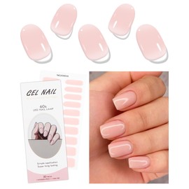 JMEOWIO Gel Nail Stickers Cream Light Pink Semi Cured Gel Nail Strips Wraps UV/LED Nail Supplies Nail Art Design Decoration Accessories