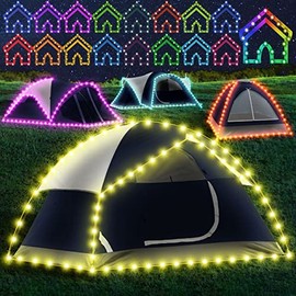 Camping Tent String Lights, 17 Colors 7 Flashing Modes LED Decorative Rope Lights Battery Operated with Remote Control, Waterproof Camping Tent Light Outdoor for Night Camping, RV (Tent Not Include)