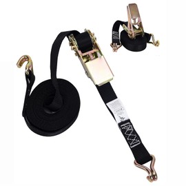 51buyoutgo 2 Pcs Stainless Steel Ratchet Straps with Hooks 4m Long 25mm Wide, Small Black Rachet Ratchet Tie Down Straps Set for Cargo Kayak Surfboard Car Roof Rack