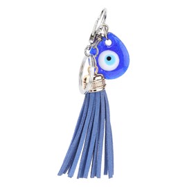 Changor Evil Eye Keyring, Blue Glass Evil Eye Pendant Keyring Good Luck Charm Key Ring Car Hanging Ornament for Decoration