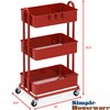 Simple Houseware 3-Tier Heavy Duty Metal Utility Rolling Cart, Red