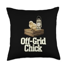 Baby Chicks in Homesteading Off-Grid Chick Throw Pillow