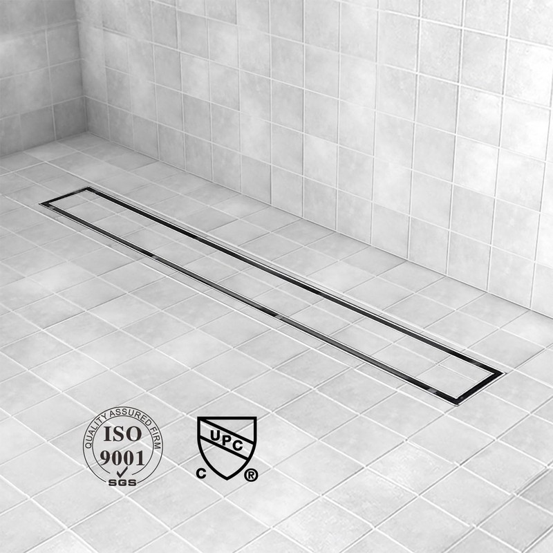 48 Inch Offset Linear Shower Drain, Brushed 304 Stainless Steel
