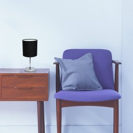 Simple Designs LT2007-BLK-LB Basic Chrome Mini Table Lamp for Living Room, Nightstand, Desk, Countertop, Black, with Feit LED Bulb Included