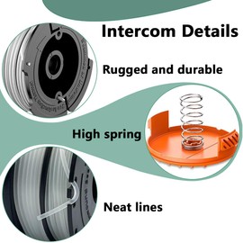 QianDanS 3 PcsTrimmer Spool & Line for Black Decker,with Spool Cover and Spring Replace AF-100 ST5530-GB GLC3630L20-GB STC1820PC-GB BESTA530-GB BESTA525-GB (Black+Orange)