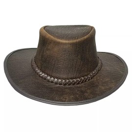 Lesa Collection Distressed Toughness Leather Cowboy Hat – Leather Western Hats for Men and Women - XXL