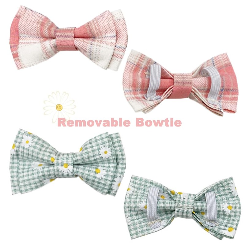 Plaid Cat Collar with Bow Tie Bell Breakaway Daisy Kitten
