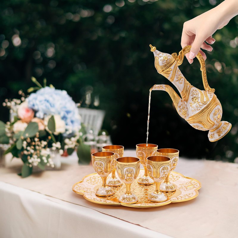 Complete Tea Set with 1 Teapot, 6 Tea Cups &