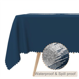 TTQYFNM 60x102inches Navy Blue Silver Rectangle Table Cloth Luxury and Modern Elegant Tablecloth Waterproof and Wrinkle Free Polyester Table Cover for Home Kitchen Dining Room Cafe Patio Restaurant