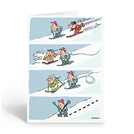 Stonehouse Collection - Funny Snow Skiing Note Card Pack - Downhill Slow Poke - Ski Cards - USA Made