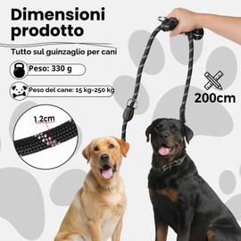 Guinzaglio per Cani Regolabile 2m per Cani Di Taglia Grande e Media, Guinzaglio Doppio Regolabile Multifunzionale in Nylon con 2 Moschettoni, Nero