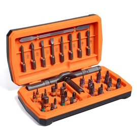 ANVANNA Screwdriver kit 42 in 1 aluminum alloy material, ratchet magnetic, DIY combination flexible shaft, suitable for furniture assembly, electrical repair, bicycle tools, Orange