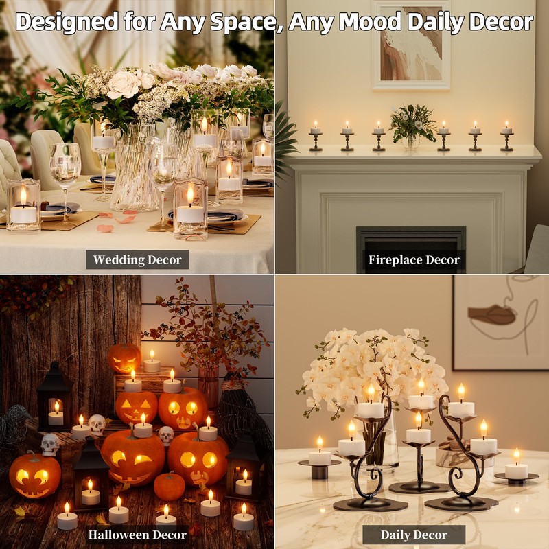 Rechargeable Flameless Tea Lights Candles with Charging Station 6Pcs Battery