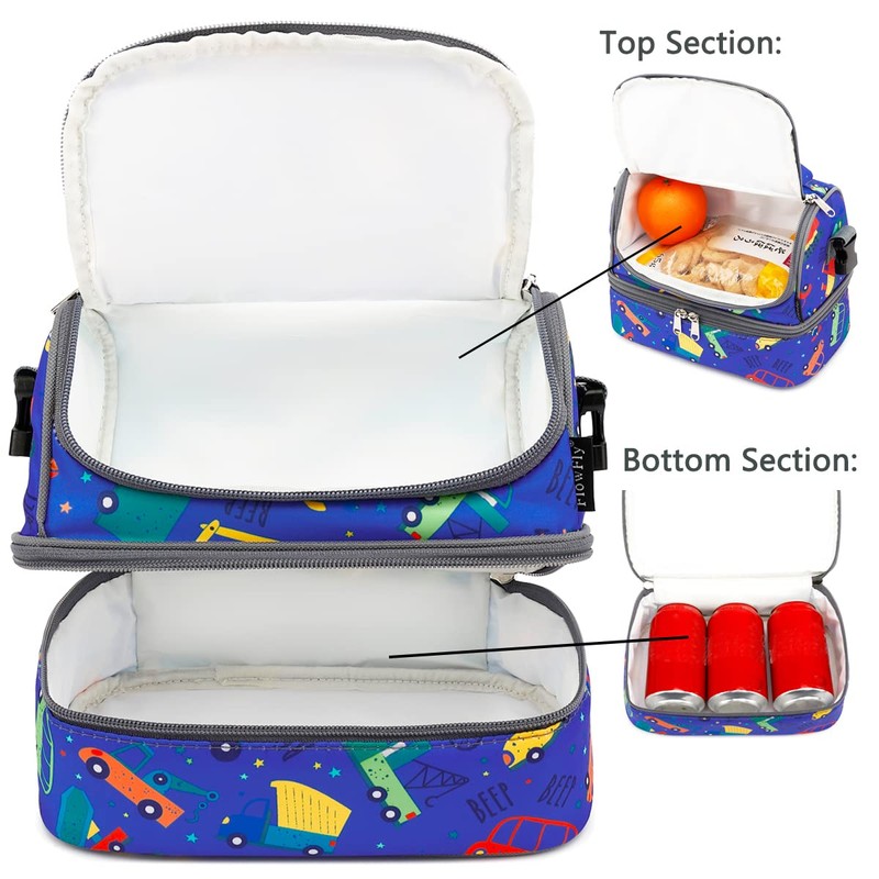 FlowFly Double Decker Cooler Insulated Lunch Bag Large Tote for